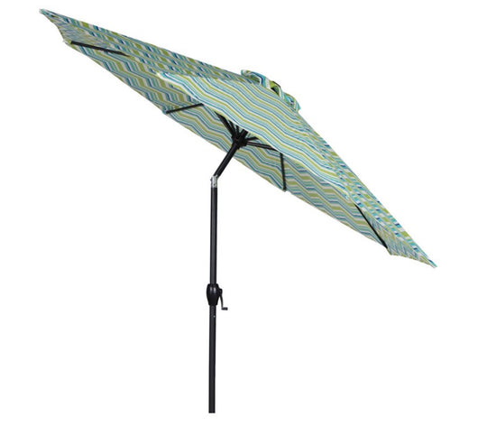 Mainstays 9ft Miranda Green Chevron Round Outdoor Tilting Market Patio Umbrella with Crank- BRAND NEW!!!
