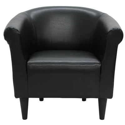 Mainstays Faux Leather Bucket Accent Chair, Black**New**