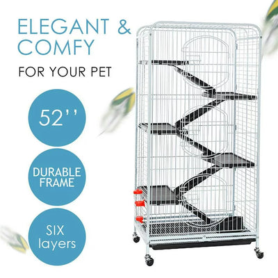 Yaheetech 52" 6 Level Indoor Ferret and Small Animal Cage, White**New in box**