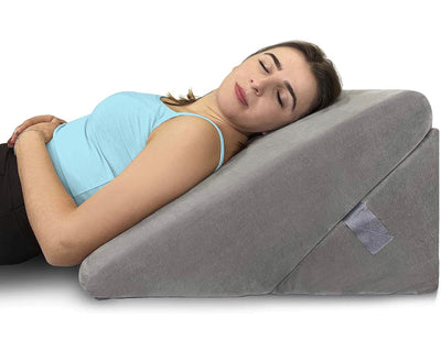 Bed Wedge Pillow - Memory Foam Top Adjustable 9&12 inch Folding Incline Cushion, for Legs and Back Support Pillow, (Grey)- NEW OUT OF BOX (VERY CLEAN!)