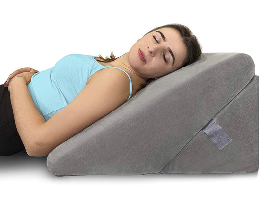 Bed Wedge Pillow - Memory Foam Top Adjustable 9&12 inch Folding Incline Cushion, for Legs and Back Support Pillow, (Grey)- NEW OUT OF BOX (VERY CLEAN!)