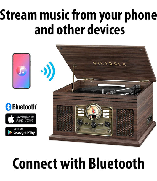Victrola Nostalgic 6-in-1 Bluetooth Record Player & Multimedia Center with Built-in Speakers - NEW IN BOX!!!