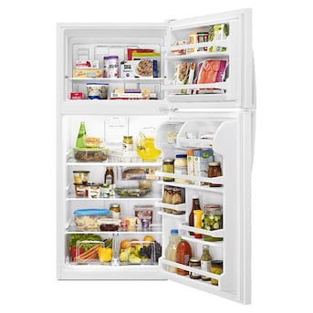 Whirlpool 18.2-cu ft Top-Freezer Refrigerator (White)**New, Light scratches from shipping, shown in photos**