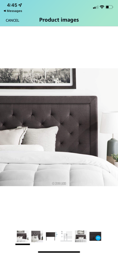 LUCID Bordered Upholstered Headboard with Diamond Tufting for King/California King Size Bed Frame (Charcoal)- NEW IN BOX!!!!