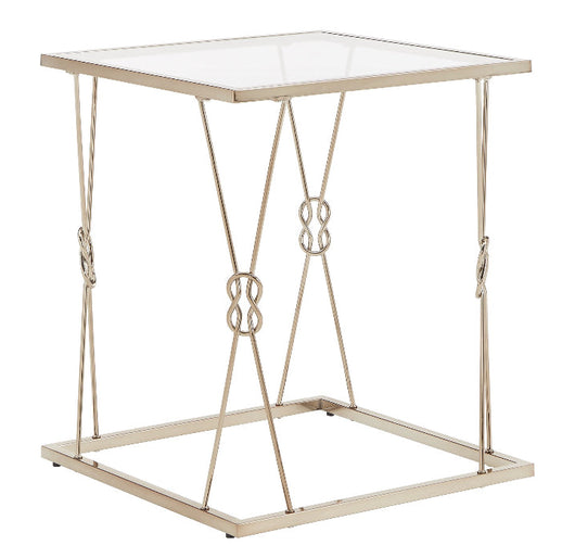 Weston Home Gold End Table with Reef Knot Fame and Glass Top!! NEW IN BOX!!