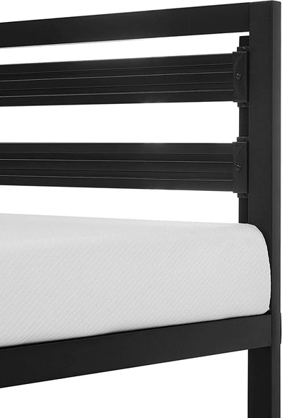Amazon Basics Industrial Metal Bed Frame with Headboard and Wood Slats, 14 Inches High, Full, Black- NEW IN BOX!!!!