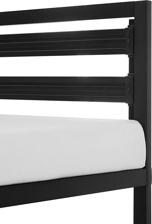 Amazon Basics Industrial Metal Bed Frame with Headboard and Wood Slats, 14 Inches High, Full, Black- NEW IN BOX!!!!