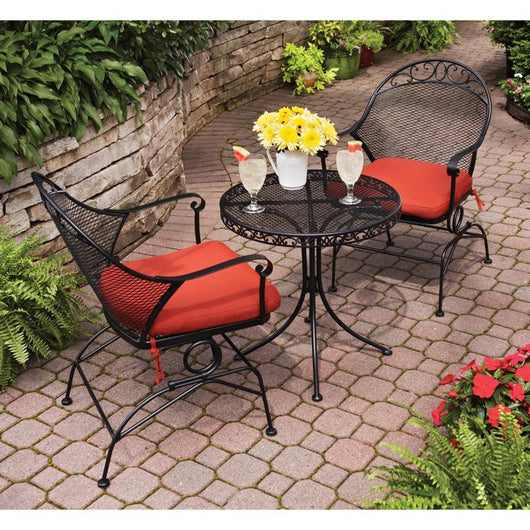 Better Homes & Gardens Clayton Court Outdoor Metal 3-Piece Bistro Set, Red**Missing table**