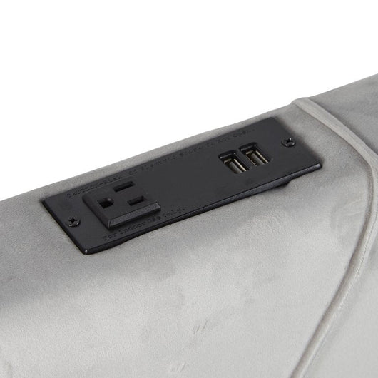 Twin-XL Tufted FXL Upholstered Headboard with USB Port, Lt. Grey Finish**New in box**