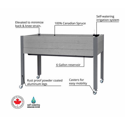 CedarCraft Self-Watering Elevated Spruce Planter 21x47x32"H (Gray)**New in Box**