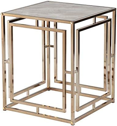 SEI Furniture Simondley End Table, Champagne- assembled- brand new