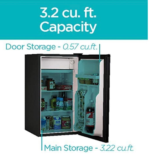 BLACK+DECKER BCRK32B Compact Refrigerator Energy Star Single Door Mini Fridge with Freezer, 3.2 Cubic Feet, Black- new- scratch and dent