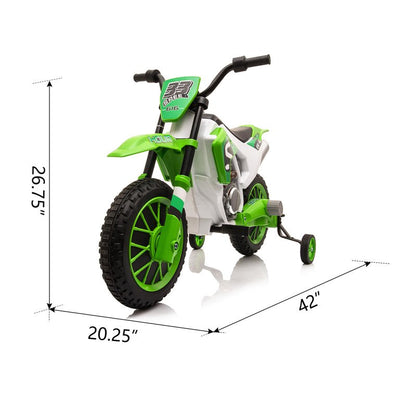 TOBBI 12V Kids Ride on Motorcycle Electric Kids Dirt Bike W/ Training Wheels, Spring Suspension Xmas Gift for Boys Girls,Green**New in box**