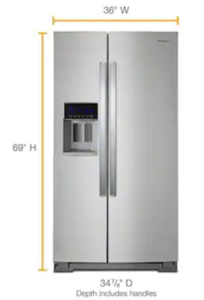 Whirlpool 28.4-cu ft Side-by-Side Refrigerator with Ice Maker (Fingerprint Resistant Stainless Steel)!  -Brand new, does have a minor scratch & dent from shipping, photos shown