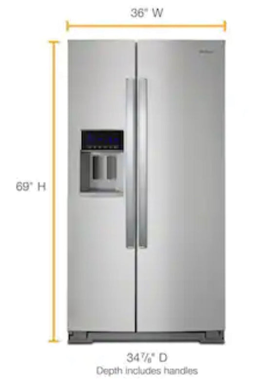 Whirlpool 28.4-cu ft Side-by-Side Refrigerator with Ice Maker (Fingerprint Resistant Stainless Steel)!  -Brand new, does have a minor scratch & dent from shipping, photos shown