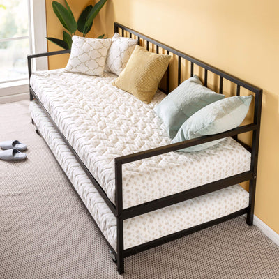 ZINUS Eden Metal Daybed with Trundle / Mattress Foundation with Steel Slat Support / Easy Assembly, Twin**New in box**
