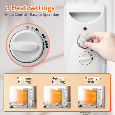 Kismile 1500W Oil Filled Radiator Heater, Portable Electric Heater with 3 Heat Settings, Adjustable Thermostat, Overheat & Tip-Over Protection, Oil Heaters for Indoor Use (Grey)**New in box**