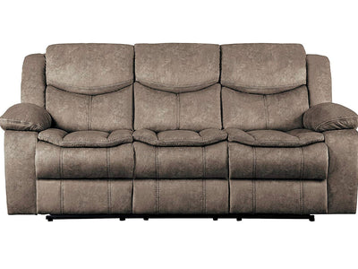 Lexicon Warrenton Faux Suede Manual Double Reclining Sofa, 87.5" W, Brown!  -Brand new out of the box