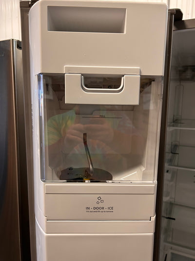 Whirlpool 28.4-cu ft Side-by-Side Refrigerator with Ice Maker (Fingerprint Resistant Stainless Steel)!  -Brand new but was very lightly dented on the right edge of one door, photos shown