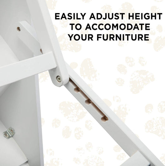 Arf Pets Wood Dog Stairs, 4 Levels Height Adjustment Wide Pet Steps, Foldable, White!! NEW IN BOX!!