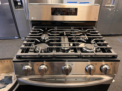 LG Airfry Smart Wi-Fi enabled 30-in 5 Burners 5.8-cu ft Self-cleaning Air Fry Convection Oven Freestanding Gas Range (Stainless Steel)!  -Brand new out of the box (Is missing original booklet)