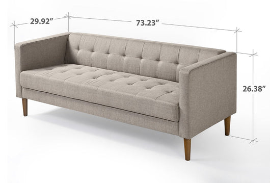 Zinus Woven Paths 73” Sofa, Oatmeal!! NEW AND ASSEMBLED!!