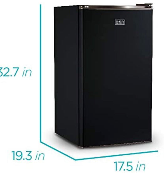 BLACK+DECKER BCRK32B Compact Refrigerator Energy Star Single Door Mini Fridge with Freezer, 3.2 Cubic Feet, Black- new- scratch and dent
