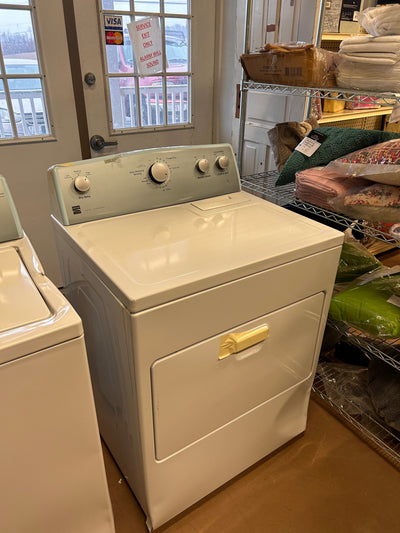 Kenmore Front Load Electric Dryer with Wrinkle Guard and 7.0 Cubic Ft. Total Capacity, White!  -Brand new never used but is dented from shipping, photos shown. (Front left edge is tape over to keep closed)
