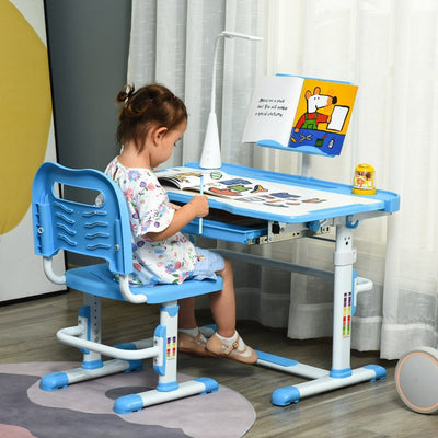 Qaba Kids Adjustable School Study Desk & Chair Set Art Writing Table! (Missing Light)  -Brand new and assembled