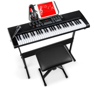 Best Choice Products 61-Key Piano Keyboard Set w/ LED Keys, Microphone, Stand, Stool- NEW IN BOX!!!!