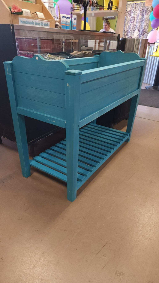 The Pioneer Woman Blue Wood Raised Garden Bed, 40.2" L x 18.2" W x 32" H (new and assembled but has some small scratches)
