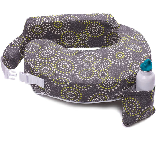 My Brest Friend Original Nursing Pillow for Breastfeeding, Nursing and Posture Support with Pocket and Removable Slipcover, Grey, Yellow Fireworks- NEW OUT OF BOX!!!!
