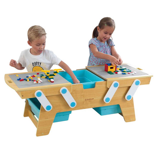 KidKraft Building Bricks Play N Store Wooden Table, Kids Activity Table, Natural**New in box**
