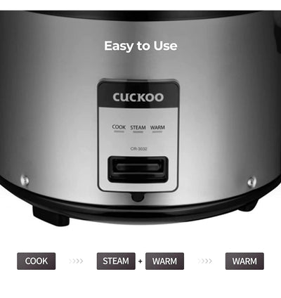 CUCKOO CR-3032 | 30-Cup (Uncooked) Commercial Rice Cooker & Warmer | Automatic Warm Mode, Nonstick Inner Pot, Detachable Inner Lid | Stainless Steel! (New - Dented From Shipping)