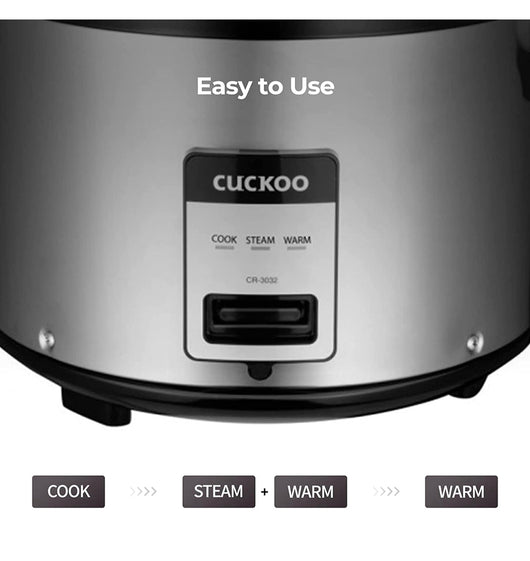 CUCKOO CR-3032 | 30-Cup (Uncooked) Commercial Rice Cooker & Warmer | Automatic Warm Mode, Nonstick Inner Pot, Detachable Inner Lid | Stainless Steel! (New - Dented From Shipping)
