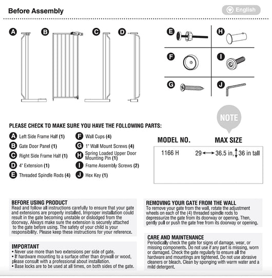 Regalo Easy Step Extra Tall Walk Thru Baby Gate, Bonus Kit, Includes 4-Inch Extension Kit, 4 Pack of Pressure Mount Kit and 4 Pack of Wall Cups and Mounting Kit, Black!! NEW IN BOX