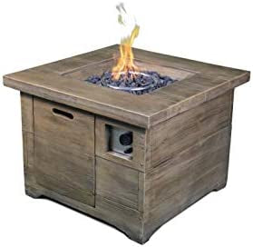 Rustic Modern Design This faux wood finished, gas firepit in contemporary white oak finish-Hanie Design Brunswick model - new in the box