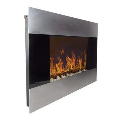 Wall-Mounted Electric Fireplace - Stainless Steel Fireplace Decor for The Living Room or Bedroom with 2 Heat Settings and Remote Control by Northwest**New in box**
