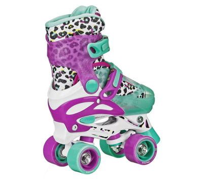 Roller Derby Sprinter Girl's 2-in-1 Quad Roller and Inline Skates Combo, Leopard (Size 12-2)- NEW IN BOX!!!!