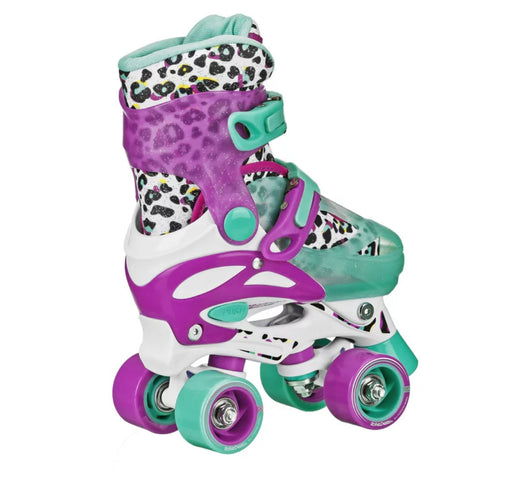 Roller Derby Sprinter Girl's 2-in-1 Quad Roller and Inline Skates Combo, Leopard (Size 12-2)- NEW IN BOX!!!!
