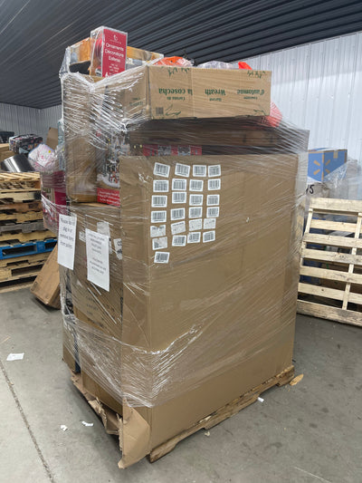 Jumbo huge liquidation pallet- over 7 ft tall !  Pallet number 8751