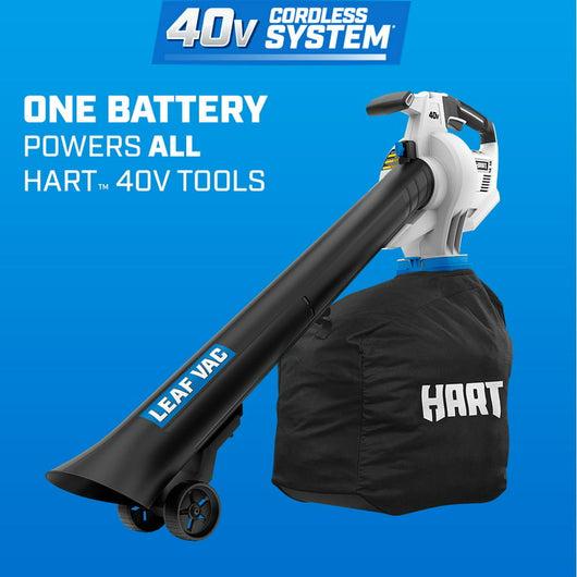 HART 40-Volt Cordless Leaf Vacuum Kit, (1) 4.0Ah Lithium-Ion Battery- used - works great