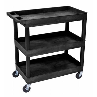 Luxor EC111-B 32" x 18" 3 Tub Shelf Utility Cart, Black**New,Damaged from shipping**