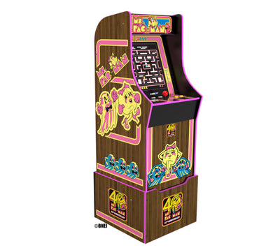 Ms. PacMan 40th Anniversary 10-IN-1 Bandai Legacy Edition Arcade with Licensed Riser and Light-Up Marquee, Arcade1Up