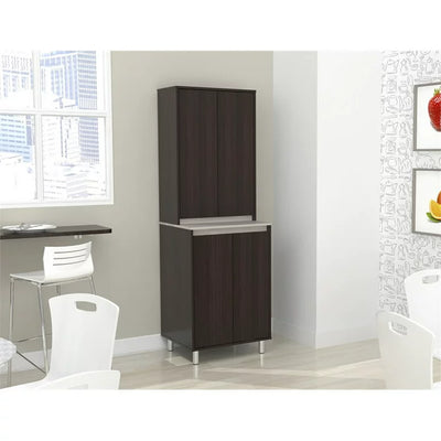 Inval AMBROSSIA Breakroom 4-Door Cabinet, Espresso and Amber Grey**New in box**