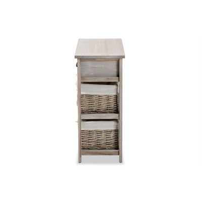 Baxton Studio Vella Modern and Contemporary Grey Finished Wood 2-Drawer Storage Unit With Baskets**New**