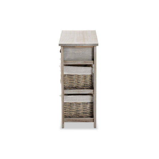 Baxton Studio Vella Modern and Contemporary Grey Finished Wood 2-Drawer Storage Unit With Baskets**New**