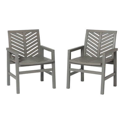 Walker Edison Outdoor Wood Chevron Patio Chair in Gray Wash (Set of 2)**New in box**