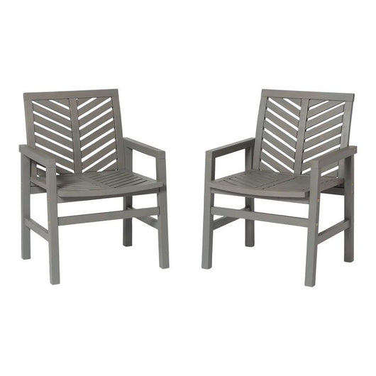 Walker Edison Outdoor Wood Chevron Patio Chair in Gray Wash (Set of 2)**New in box**