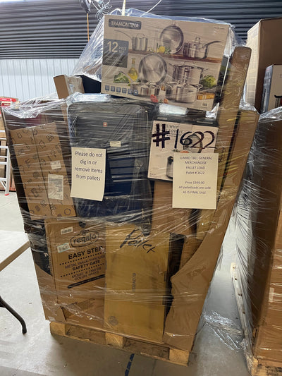 Jumbo huge liquidation pallet- over 7 ft tall ! Pallet number 1622